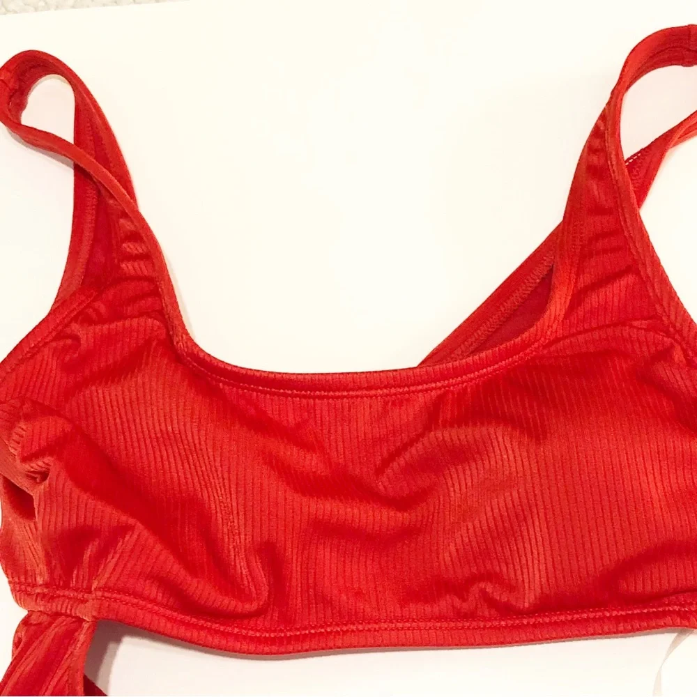 Kona Sol Red Cutout 1 Piece Ribbed Swimsuit - Picture 9 of 11